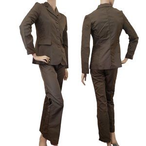 Vintage TEA Career Business Jacket Pants 2PC Set SZ S/M Olive Green